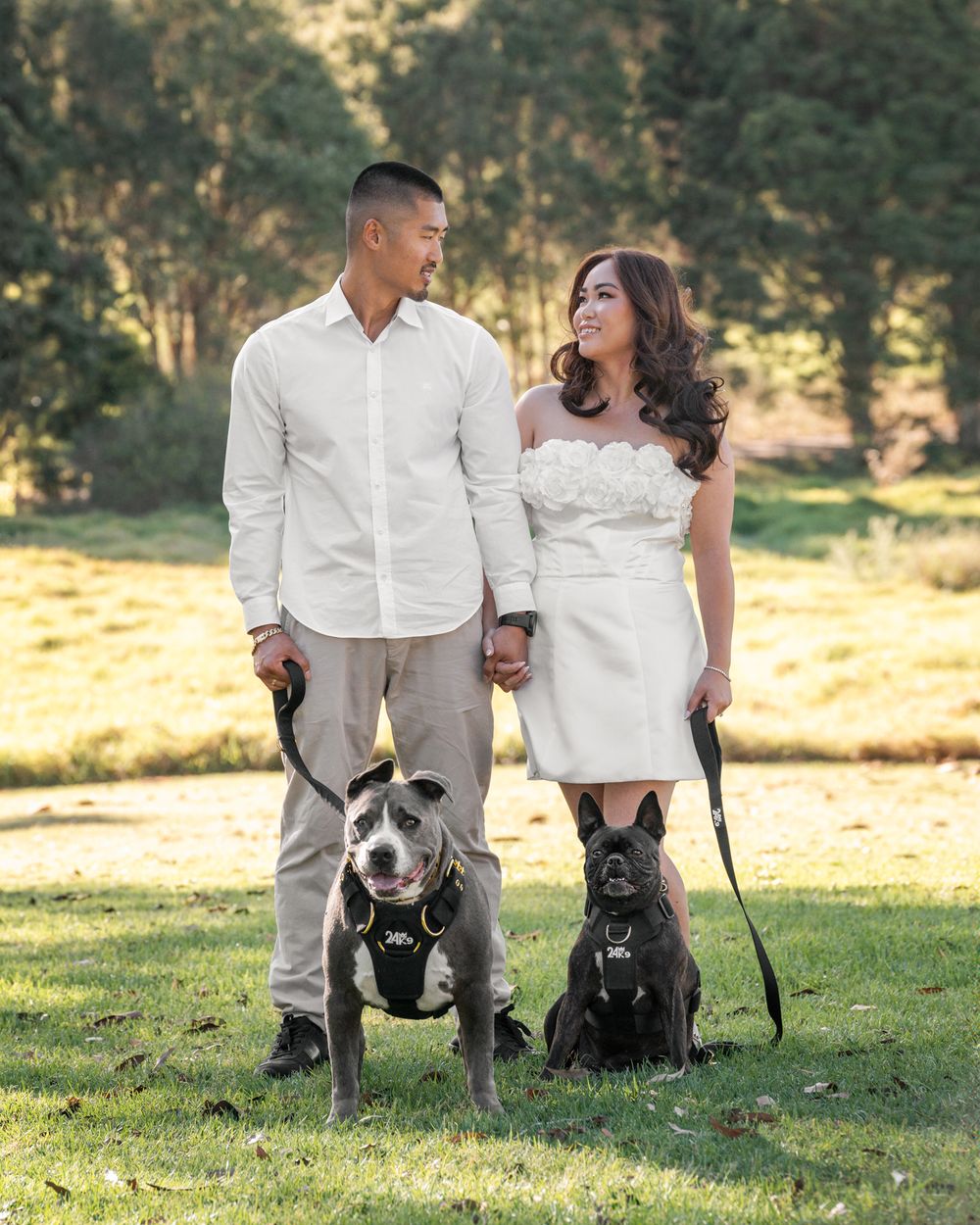 Dog friendly elopement photoshoot in the Western Sydney Parklands with two dogs