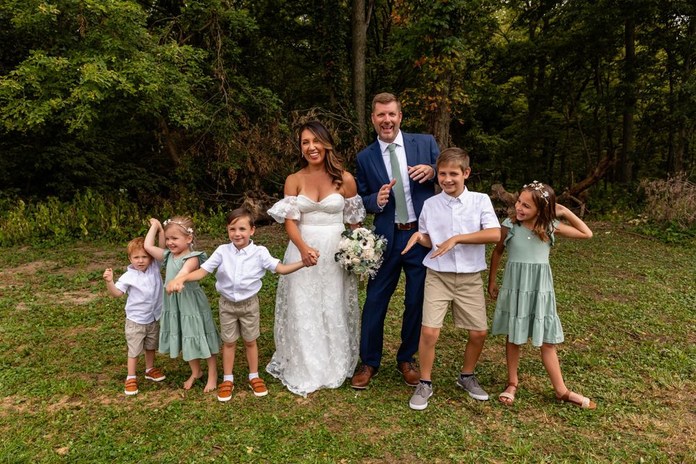 Wedding Party at backyard garden wedding in Omaha, Nebraska. - BrightSide Photography
