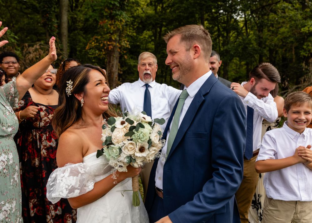 Bride & groom at their beautiful storybook backyard wedding in Omaha, Nebraska. - BrightSide Photography