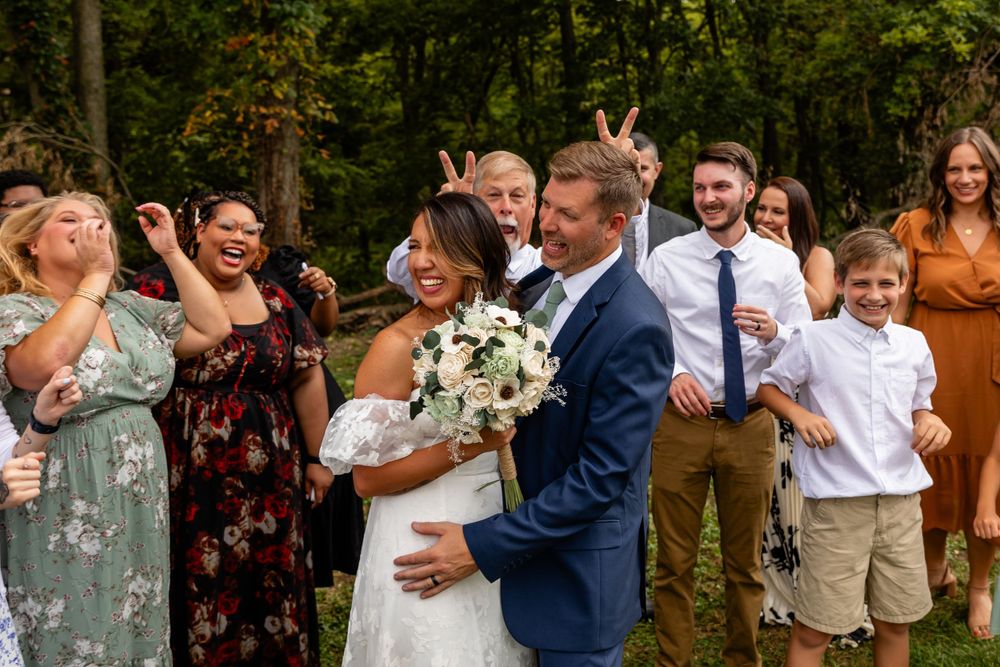 Bride & groom at their beautiful storybook backyard wedding in Omaha, Nebraska. - BrightSide Photography