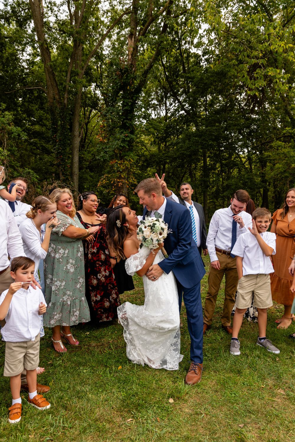 Bride & groom at their beautiful storybook backyard wedding in Omaha, Nebraska. - BrightSide Photography