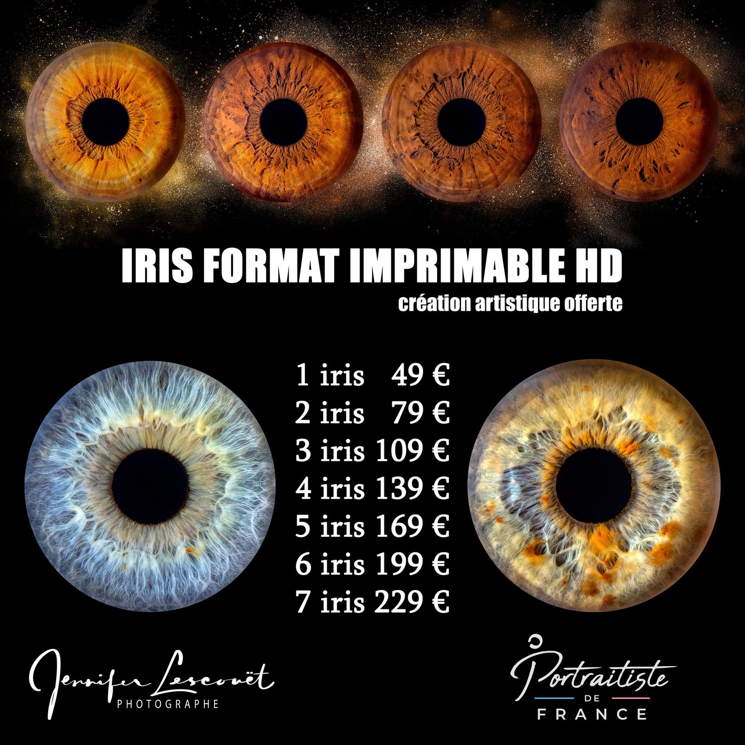 Photographie artistique d'iris en macro au studio à Jonzac 17500 Pupille oeil macro
Photographe Portraitiste de France en Charente-Maritime