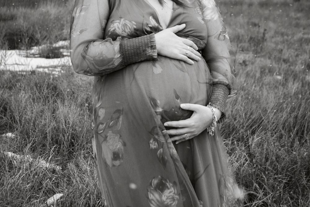 An expecting mother during a maternity photo session in Amarillo, Texas