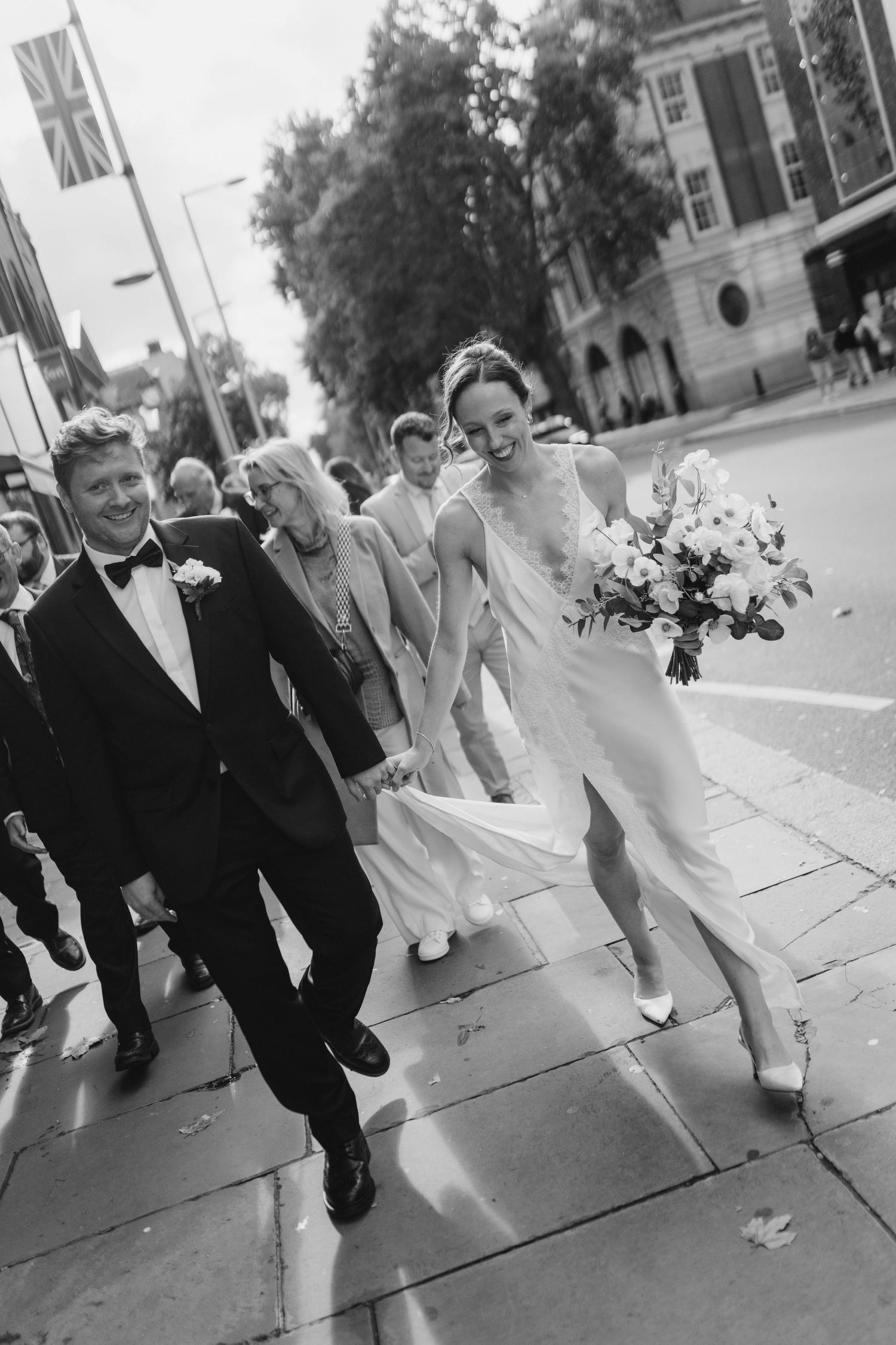 Wedding ceremony in Chelsea Town Hall, vintage wedding dress, wedding in pub