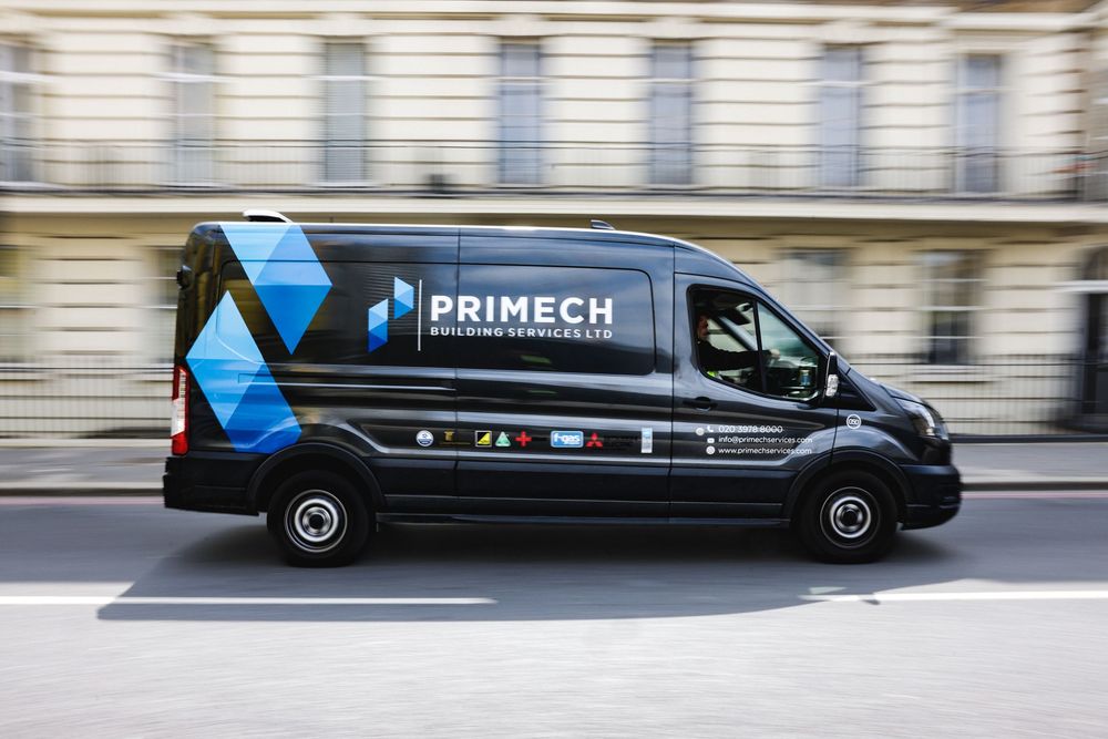 Commercial photography, Primech branded works van.