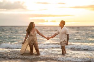 Wedding Anniversary couple sunset photo at Wailea beach Maui Hawaii