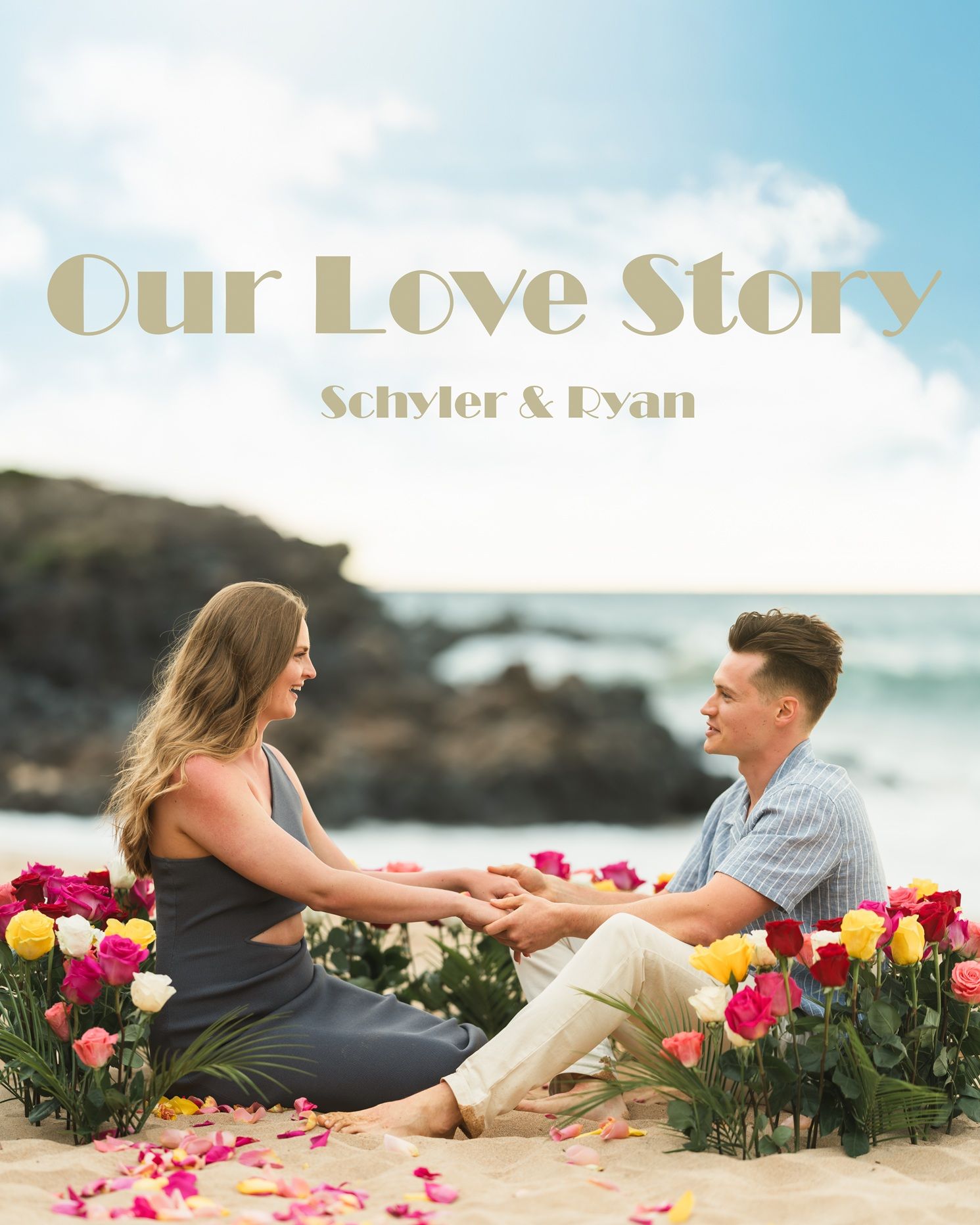 Proposal couple sunset photo at Wailea beach Maui Hawaii