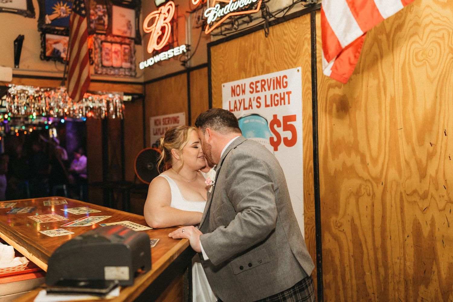 elope Nashville Photographer broadway celebration downtown elopement couple neon lights