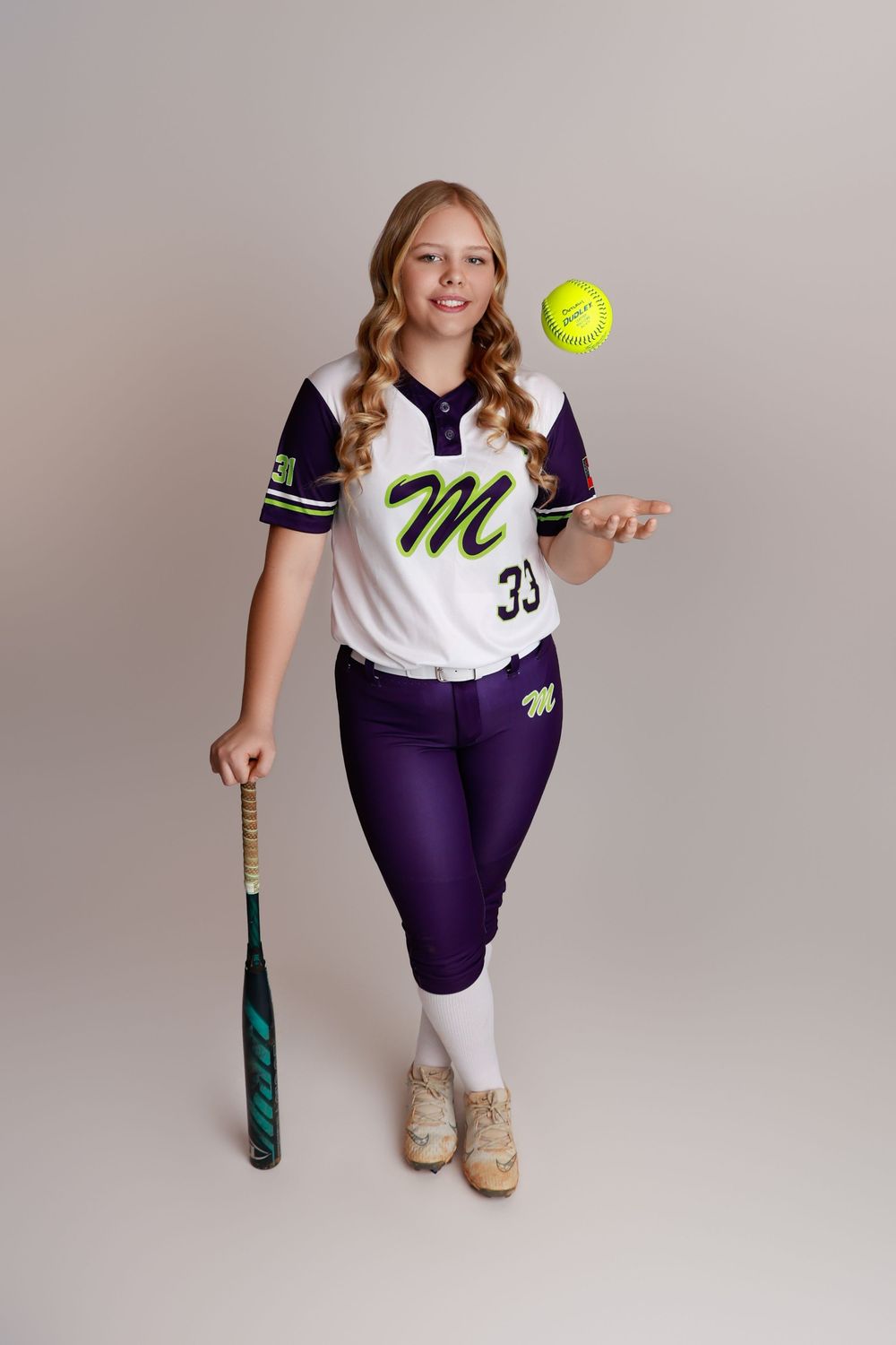 youth softball athlete studio portrait Covington GA sports photographer