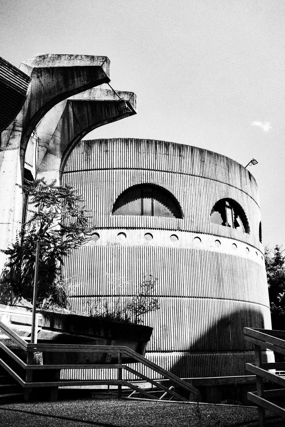 Detail of the brutalist Skopje Post Office, North Macedonia.