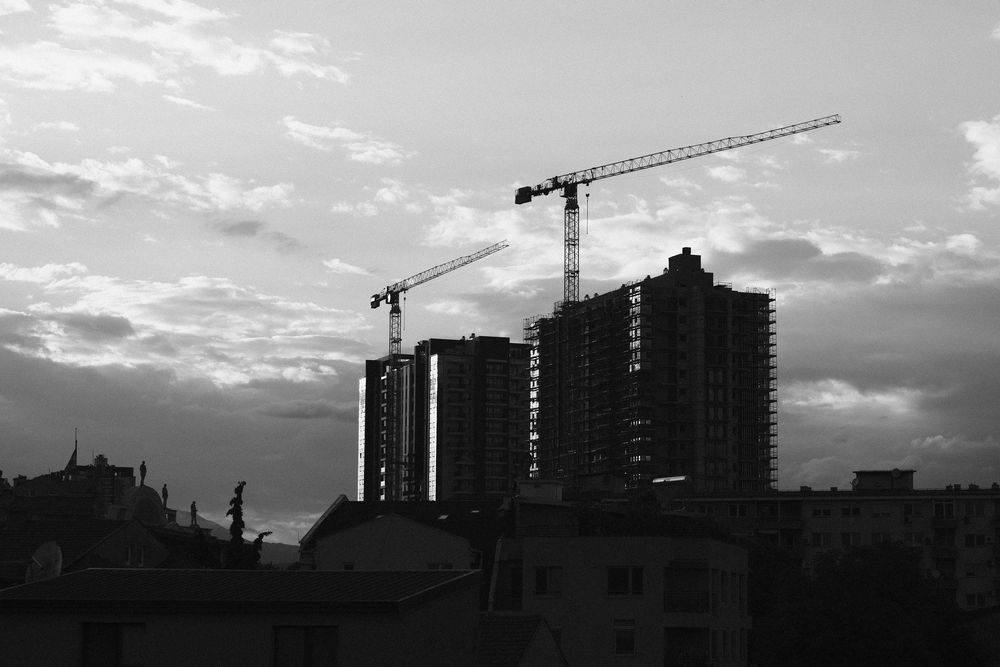 Modern construction in Skopje, North Macedonia.