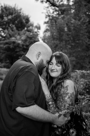 Black and white romantic sequence in a garden with wildflowers. Edgerton Park Hamden New Haven Connecticut