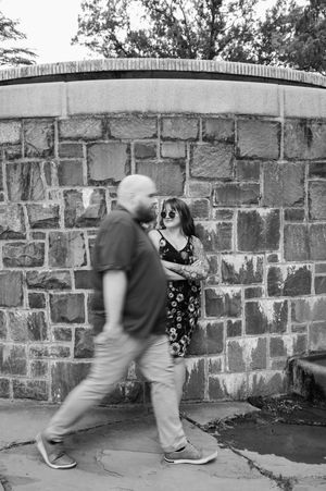 Playful sequence against rustic stone wall showing movement and dance. Edgerton Park Hamden New Haven Connecticut