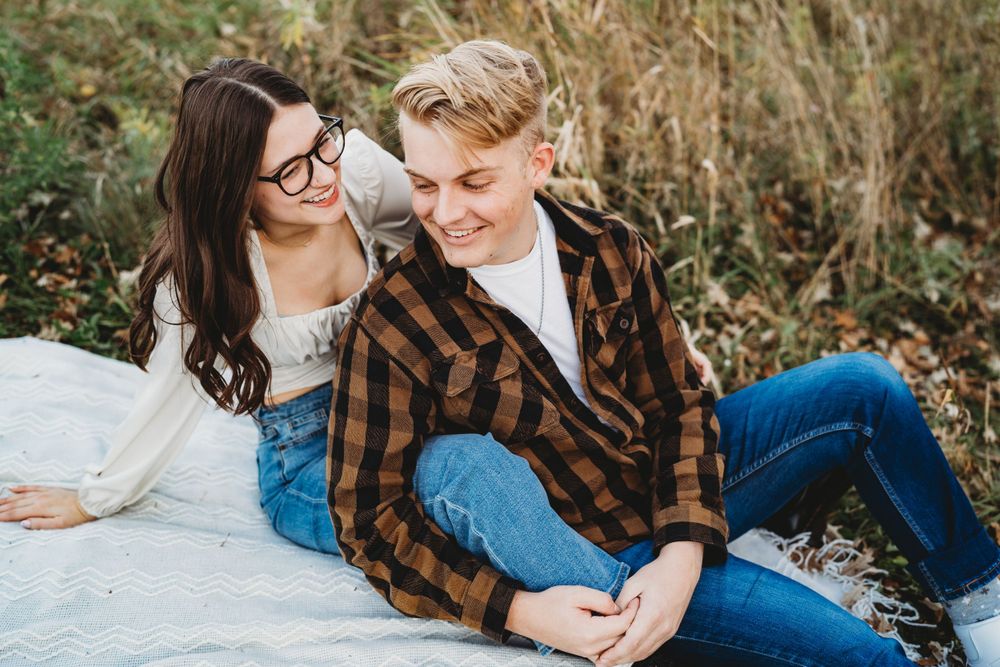 Sweet candid moments captured during a casual fall photoshoot.