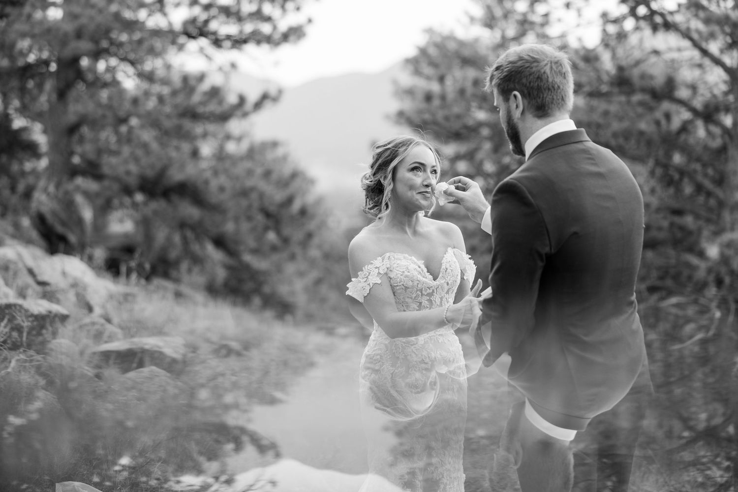 Colorado Mountain Couple exchanging vows in Estes Park.