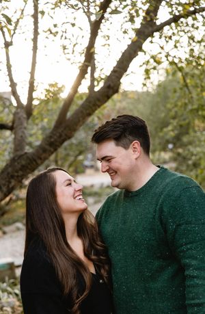 Romantic autumn engagement photos under trees with natural lighting. Philadelphia engagement photos.