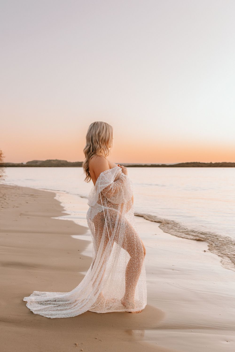 Pregnant mum wearing beautiful robe