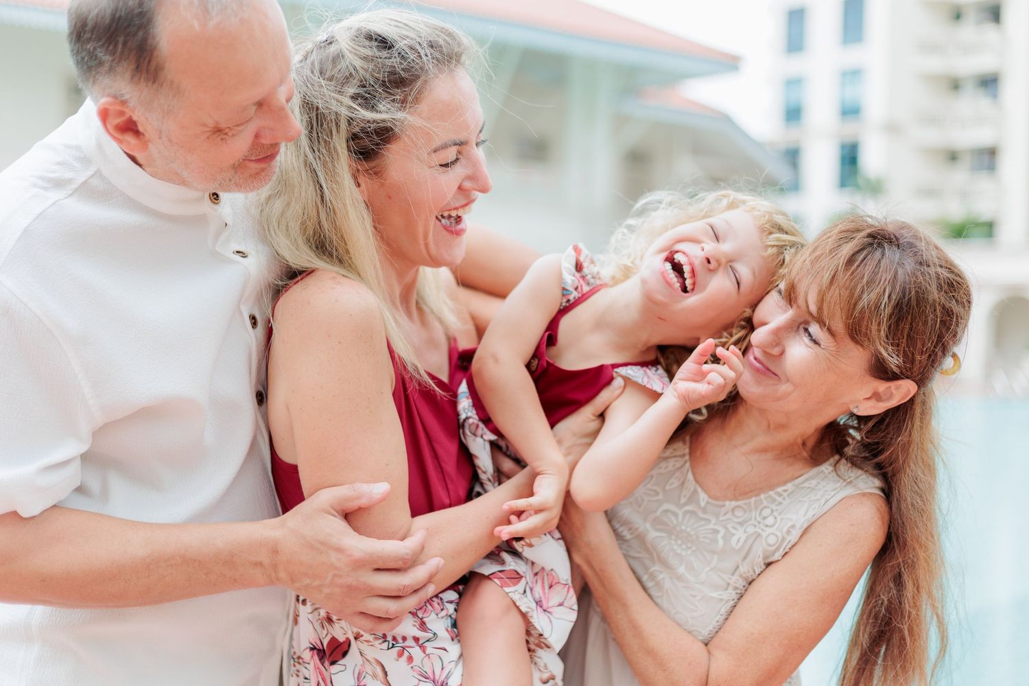 A Relaxed Family Photoshoot in a Singapore Condo. Russian caucasian family with a blond child