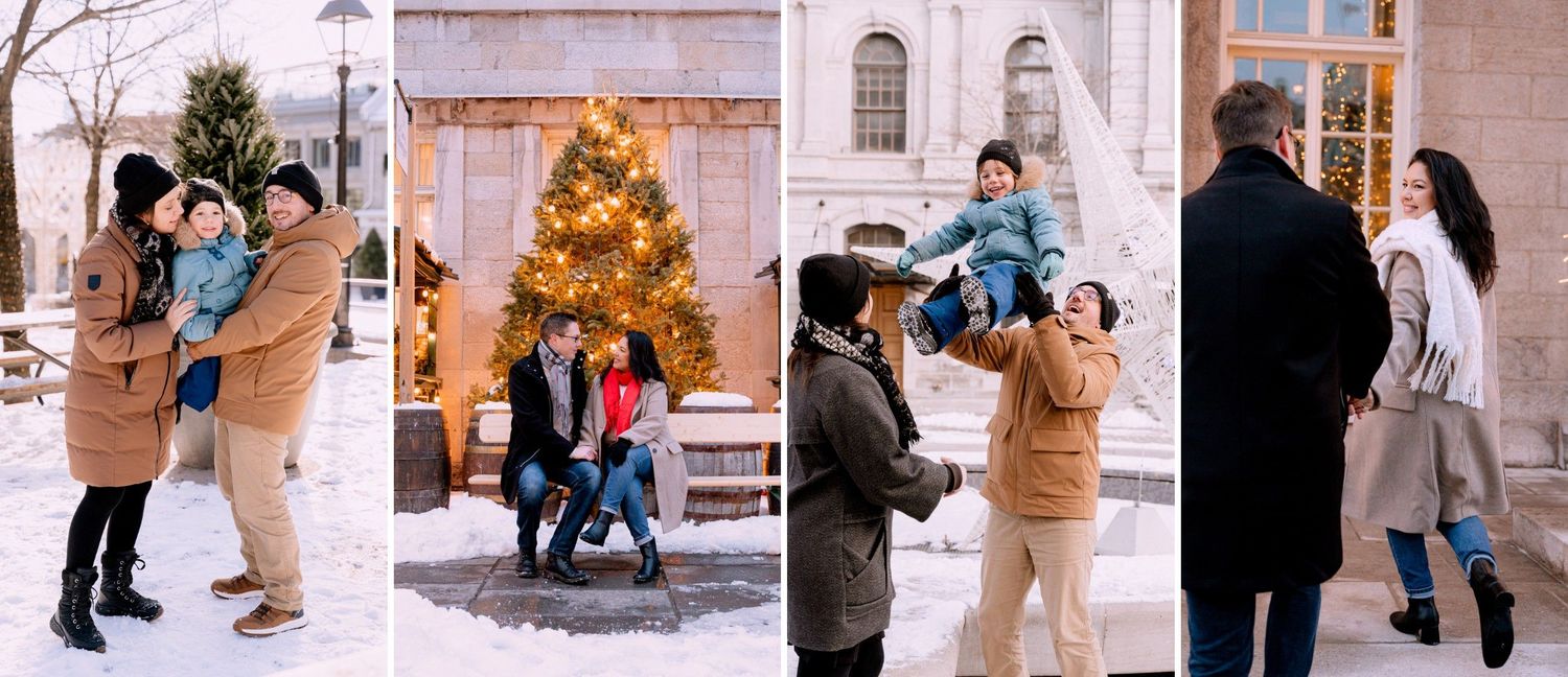 Séance photo de noël dans le Vieux-Montréal.
