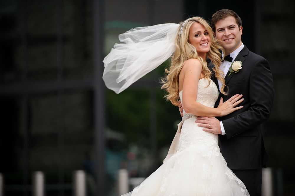 Artistic minimalist wedding portrait of a couple in Copley Square, Boston, MA.