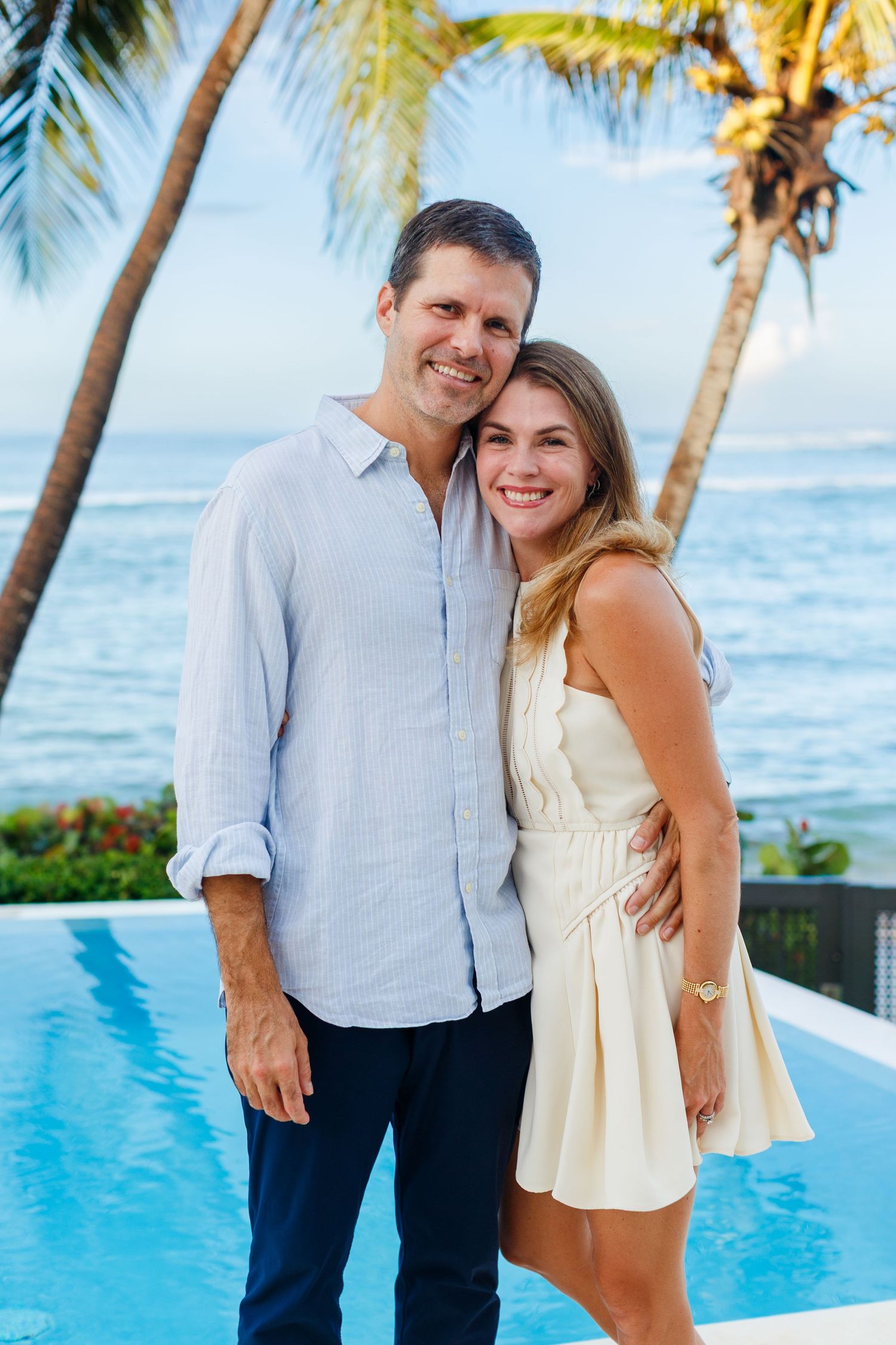 Couples portrait at the beach in Dorado, Puerto Rico.