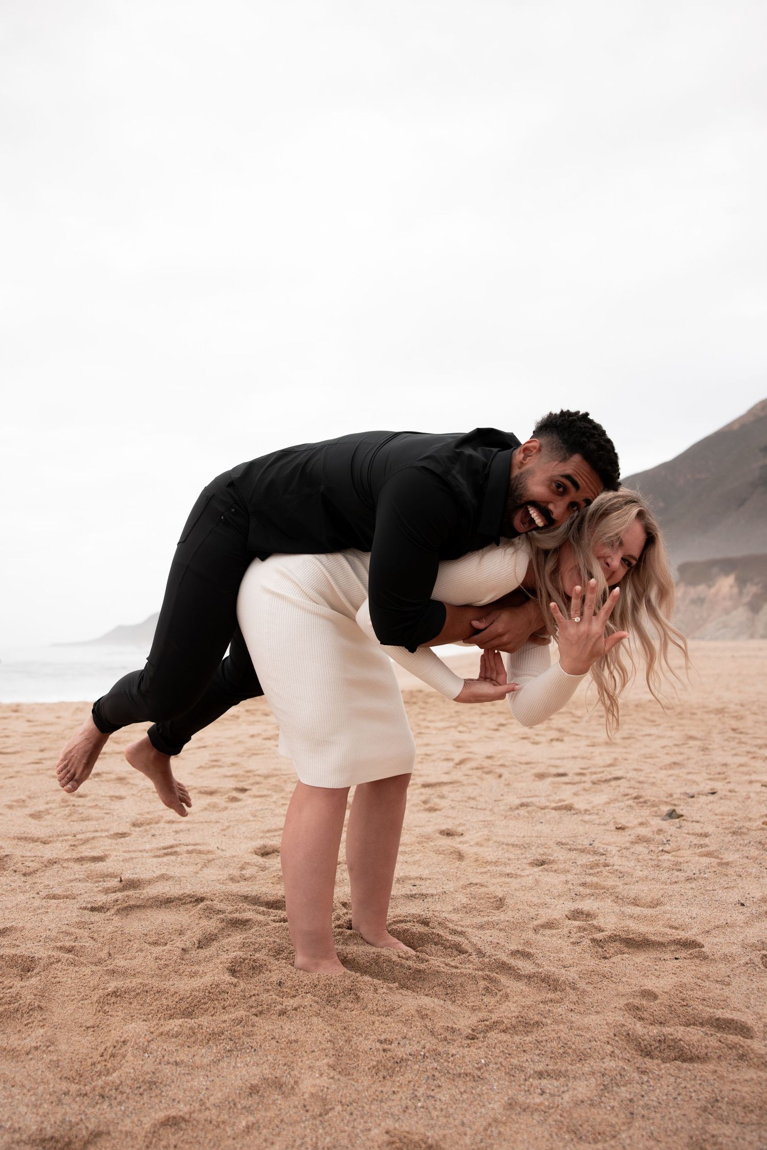 JeLau Photography Big Sur Coastline Beach Proposal Engagement Session She said yes Carmel Pebble Beach Monterey Bay Area California