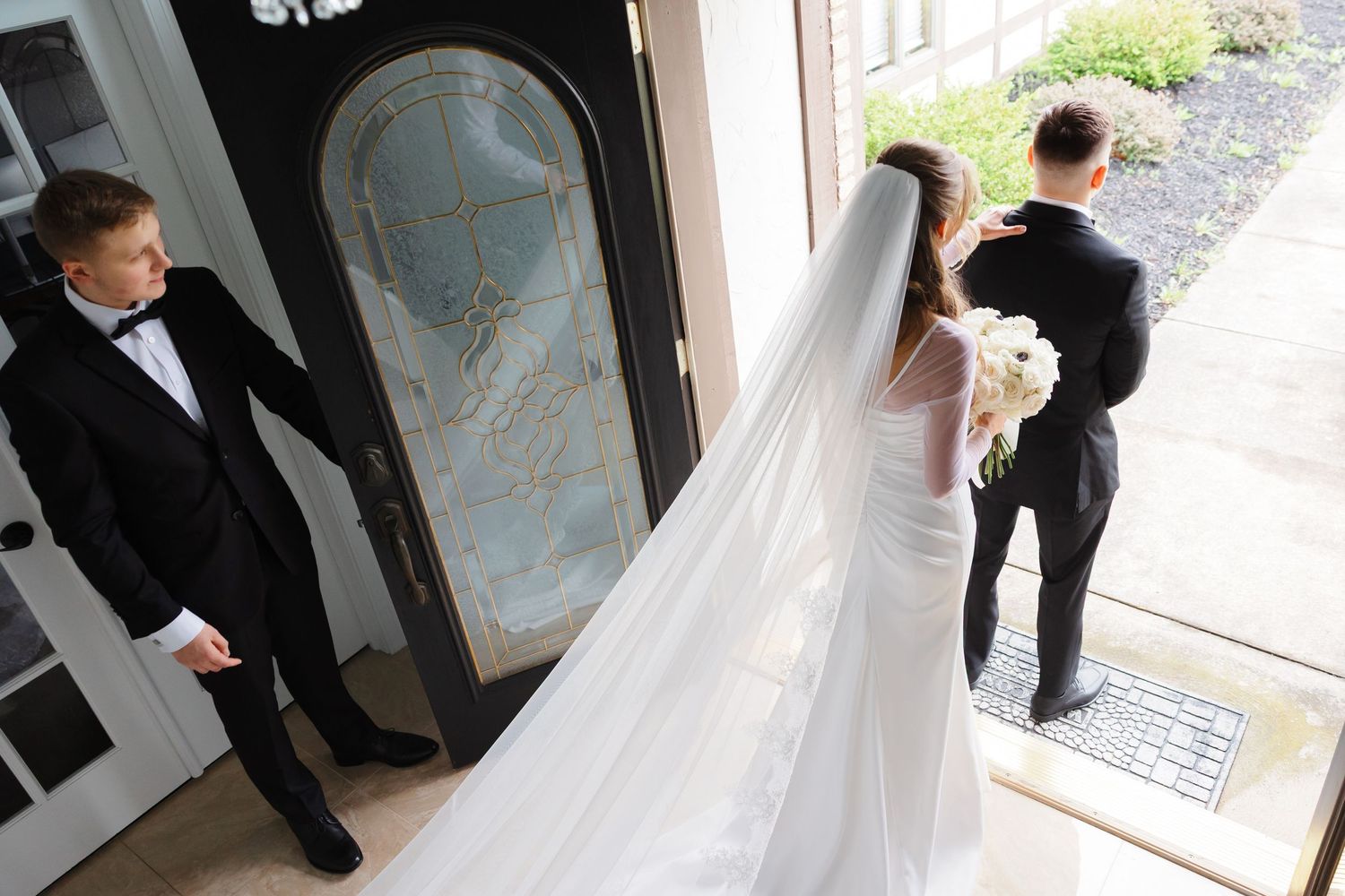 Bride and groom first look captured by Tom Forrest Photography from Hudson, Ohio.