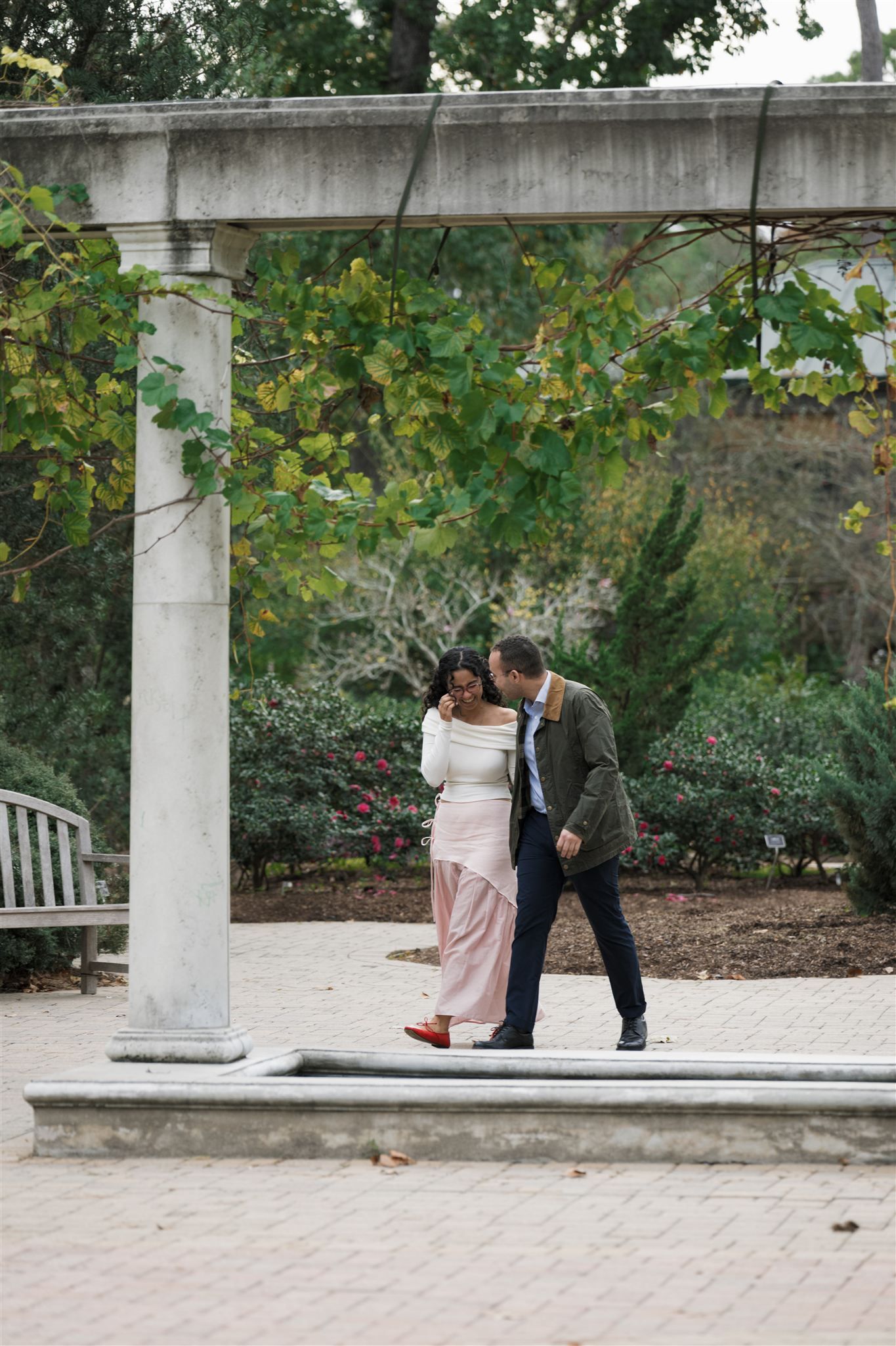 Surprise proposal photos at Mercer Botanic Garden in Spring Texas