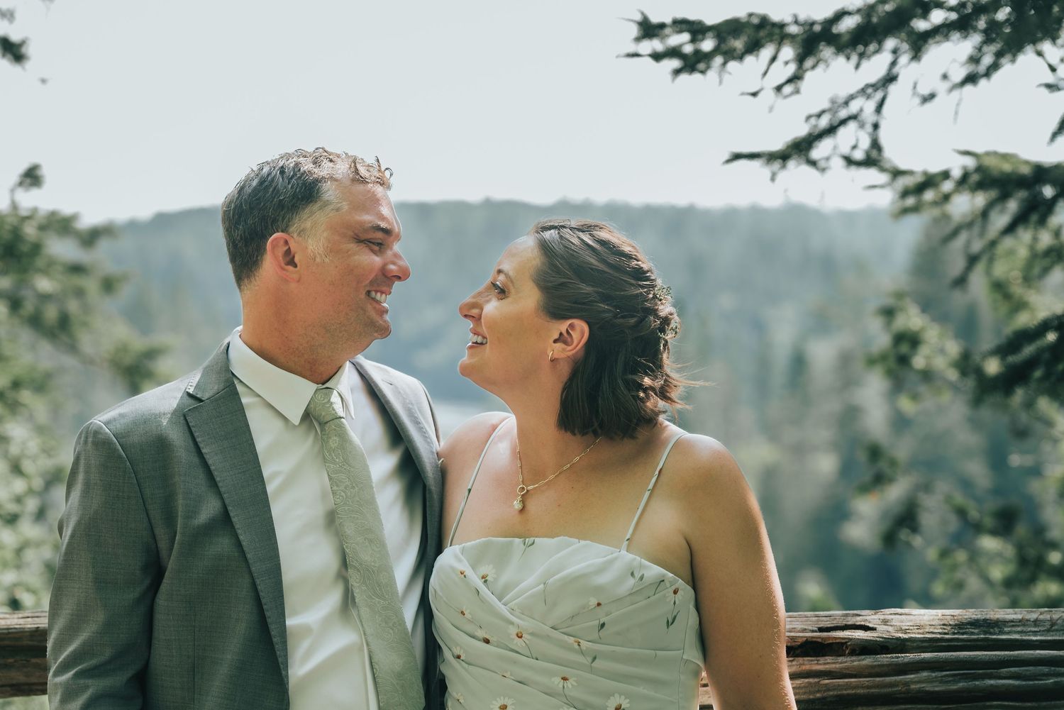 Timeless wedding portrait of bride and groom in natural light.