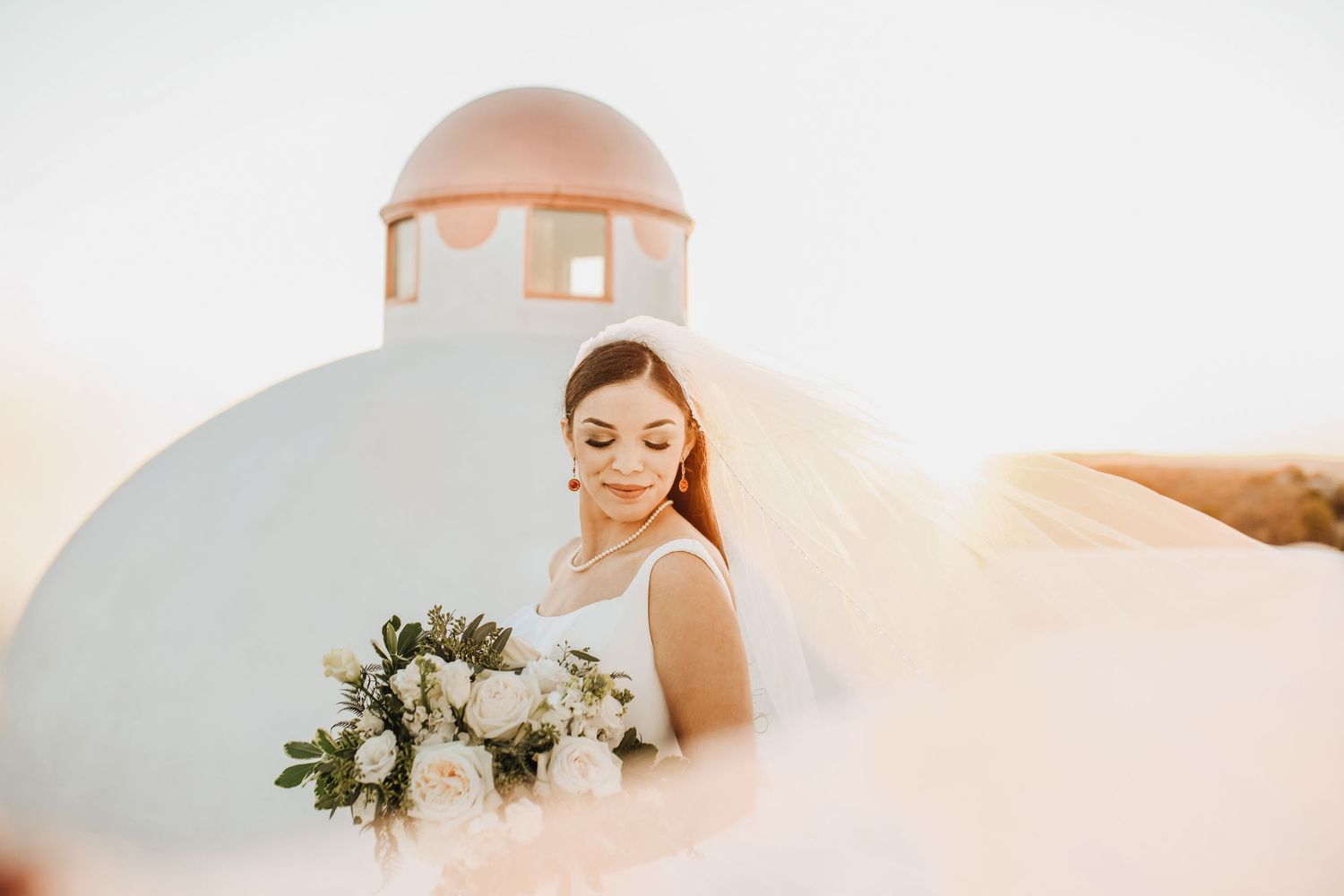 Luxury bridal session at Stoney Ridge Villa in Azle Texas overlooking countryside at sunset