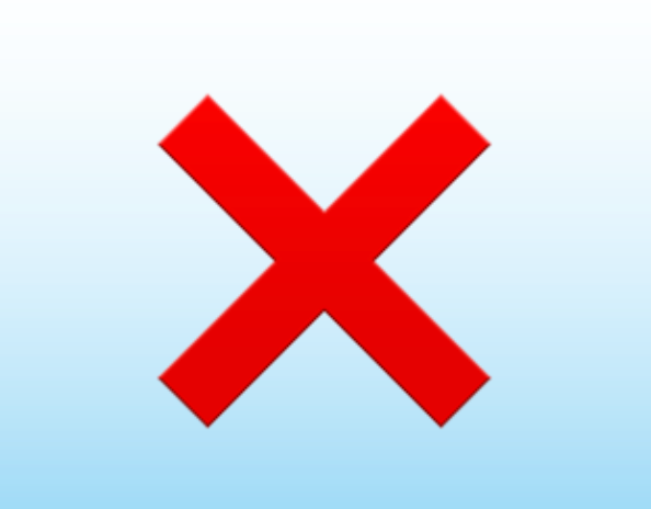 Bold red X mark on light blue gradient background, symbolizing error, rejection, or deletion icon.