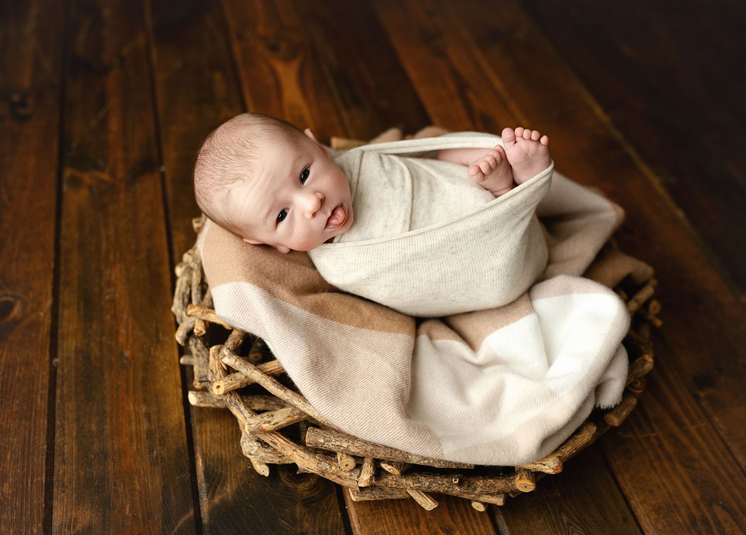 Newborn boy with his tongue out. Greenville, SC newborn photographer, Easley SC newborn photographer, Upstate SC newborn photographer