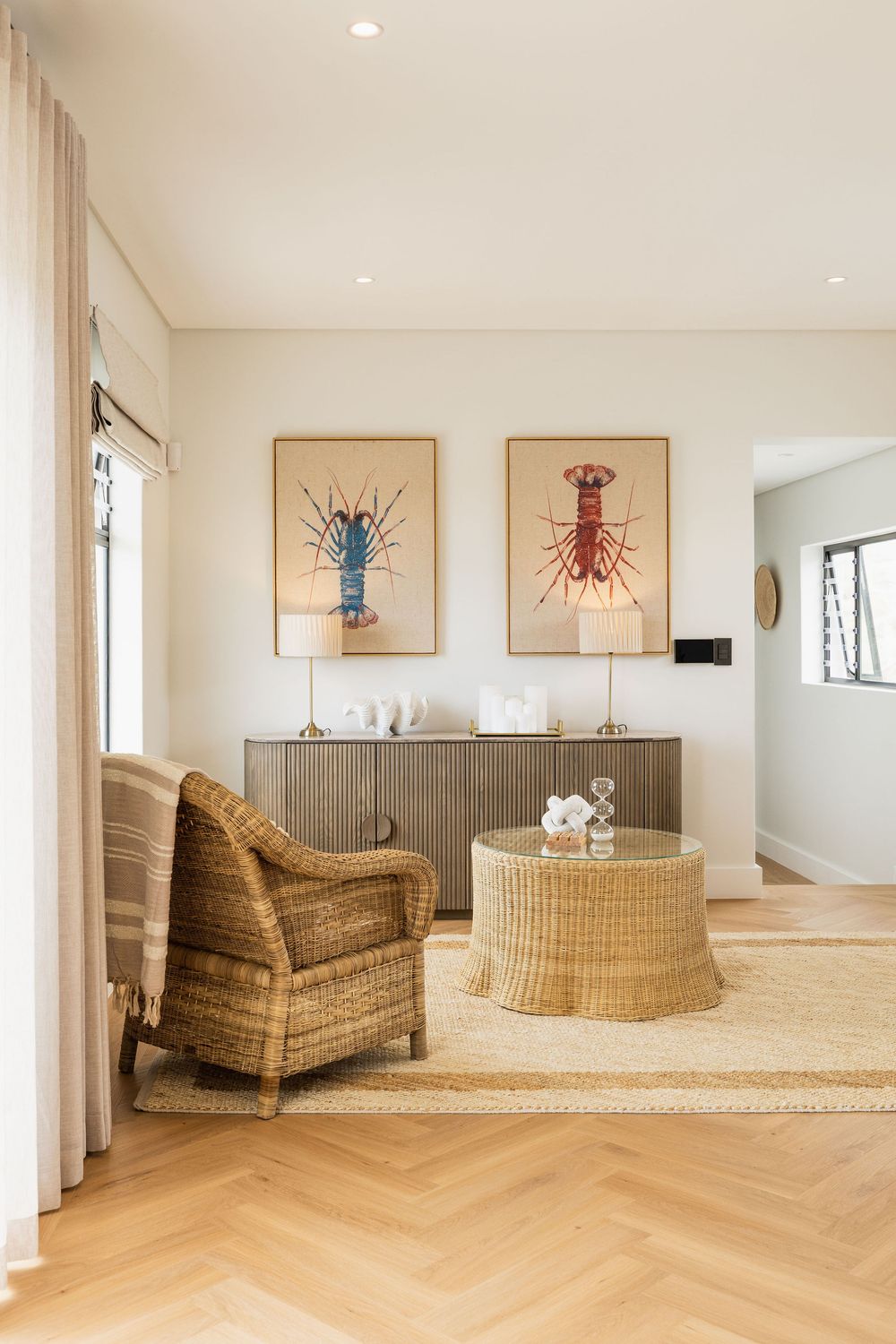 Minimal home decor detail with neutral tones and organic materials