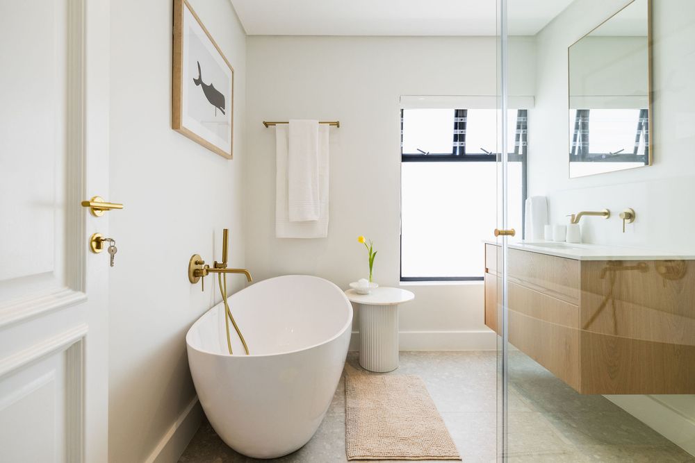 Modern coastal bathroom with clean lines and neutral finishes