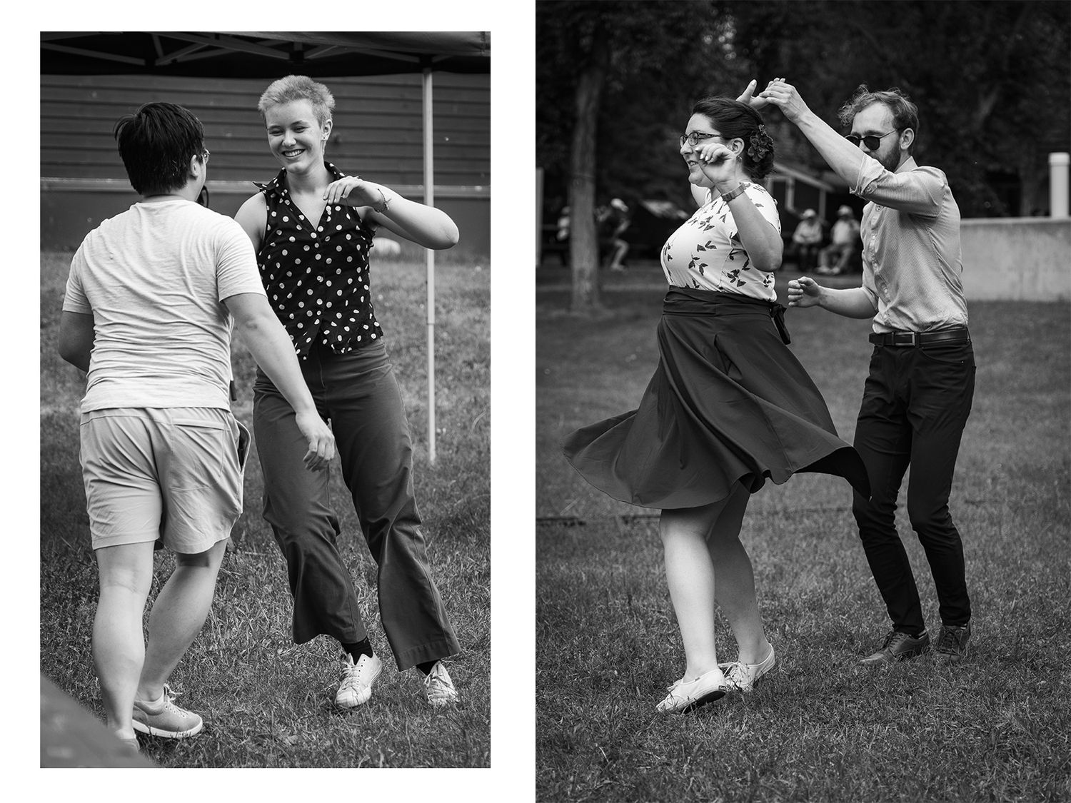 Edmonton Swing Dance performance reportage, retro style, black and white