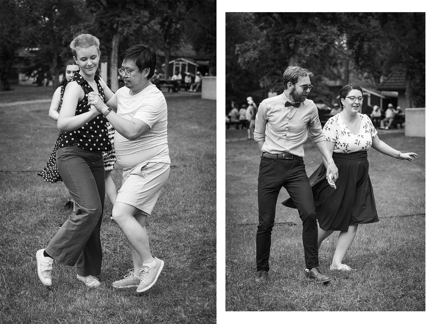 Edmonton Swing Dance performance reportage, black and white