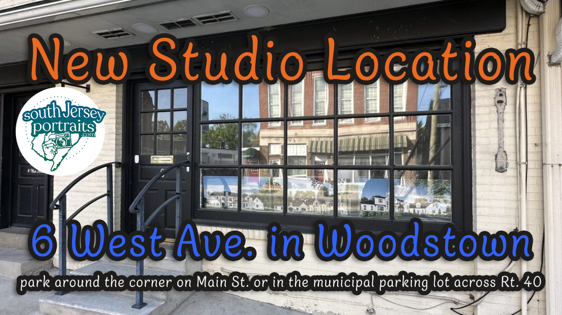New dance studio location signage displayed on a storefront window at 6 West Ave in Woodstown.