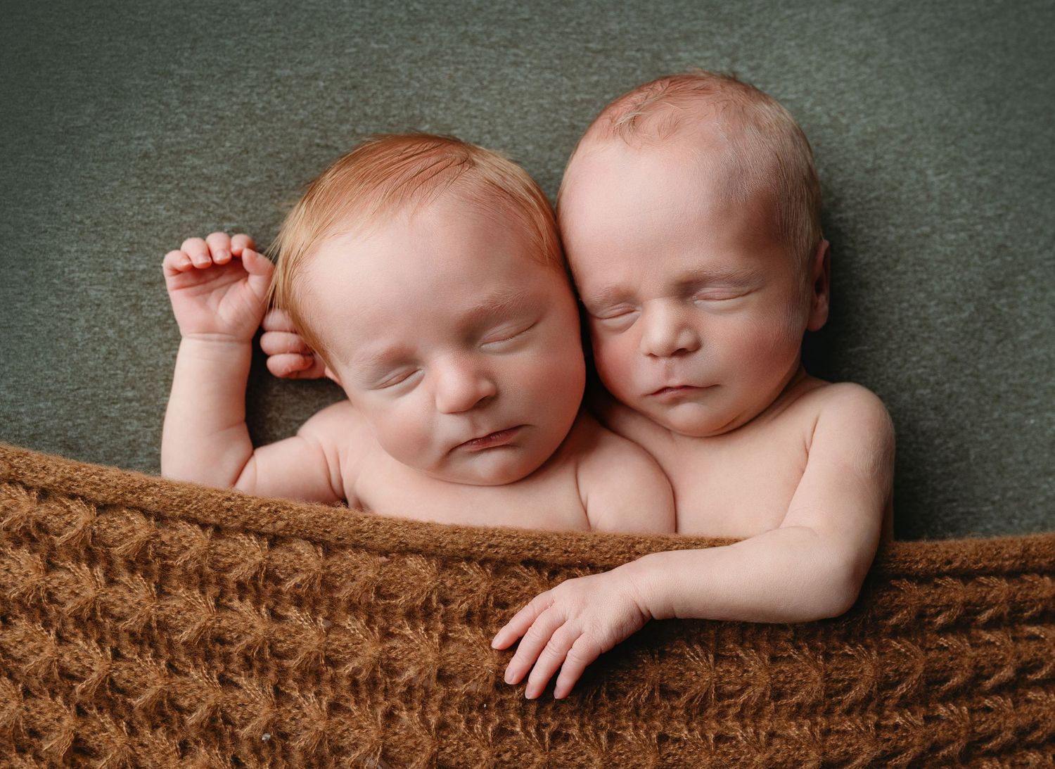 Twin boys snuggled together. Greenville SC newborn photographer, Easley SC newborn photographer