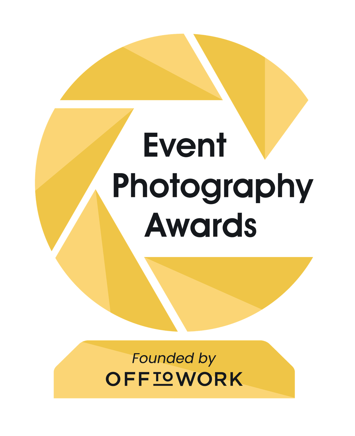 Gold camera aperture trophy logo for the Event Photography Awards, founded by Off To Work.