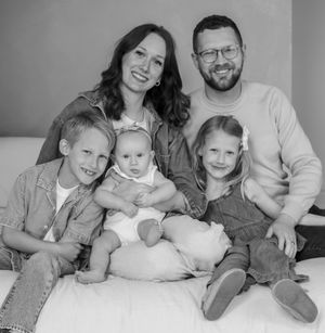 A black and white family photo.