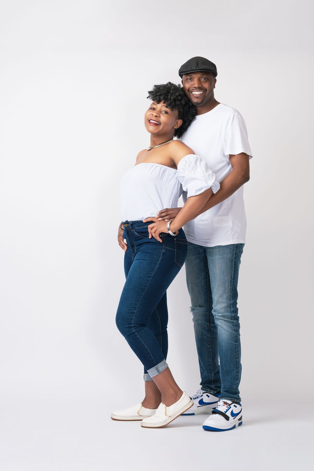 Couple and family portrait photographed in the Cumbernauld studio near Glasgow.