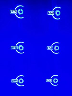Multiple Two Men and a Truck company loading and delivery service logos arranged on a bright blue background.