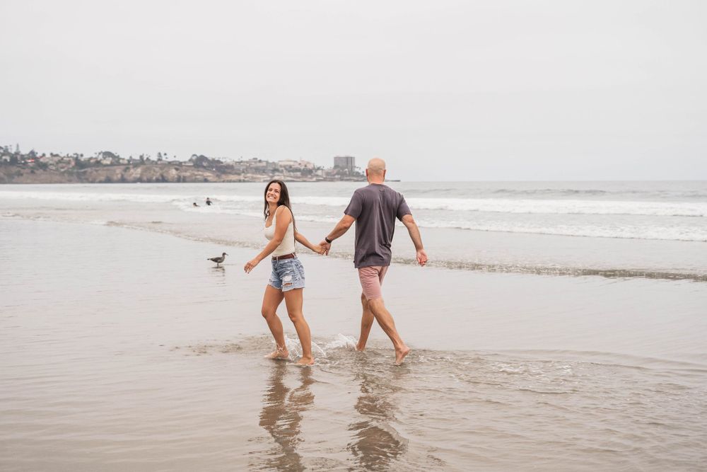 Couple, engagement, beach, San Diego, cloudy