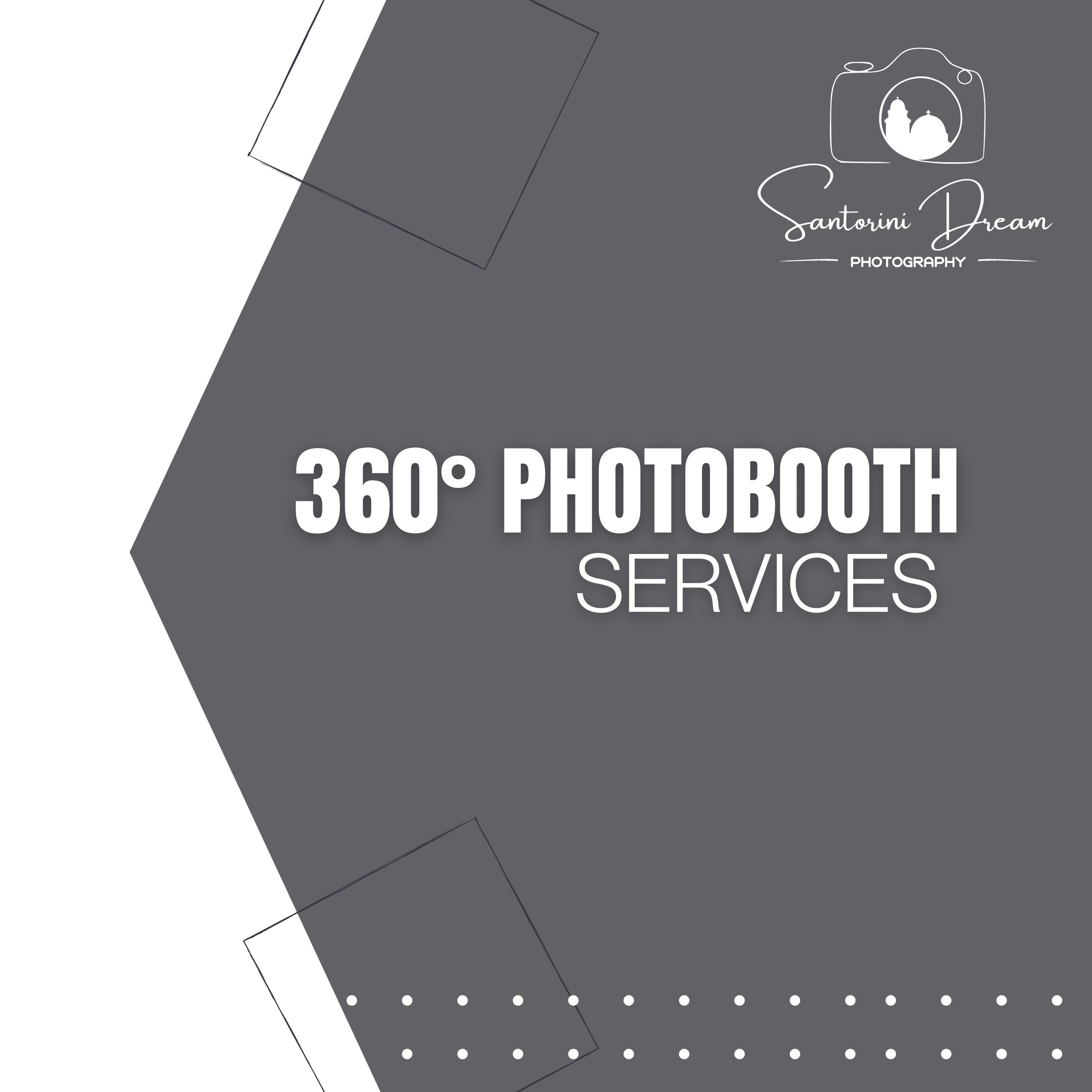 Minimalist grey and white logo design for 360-degree photobooth services.