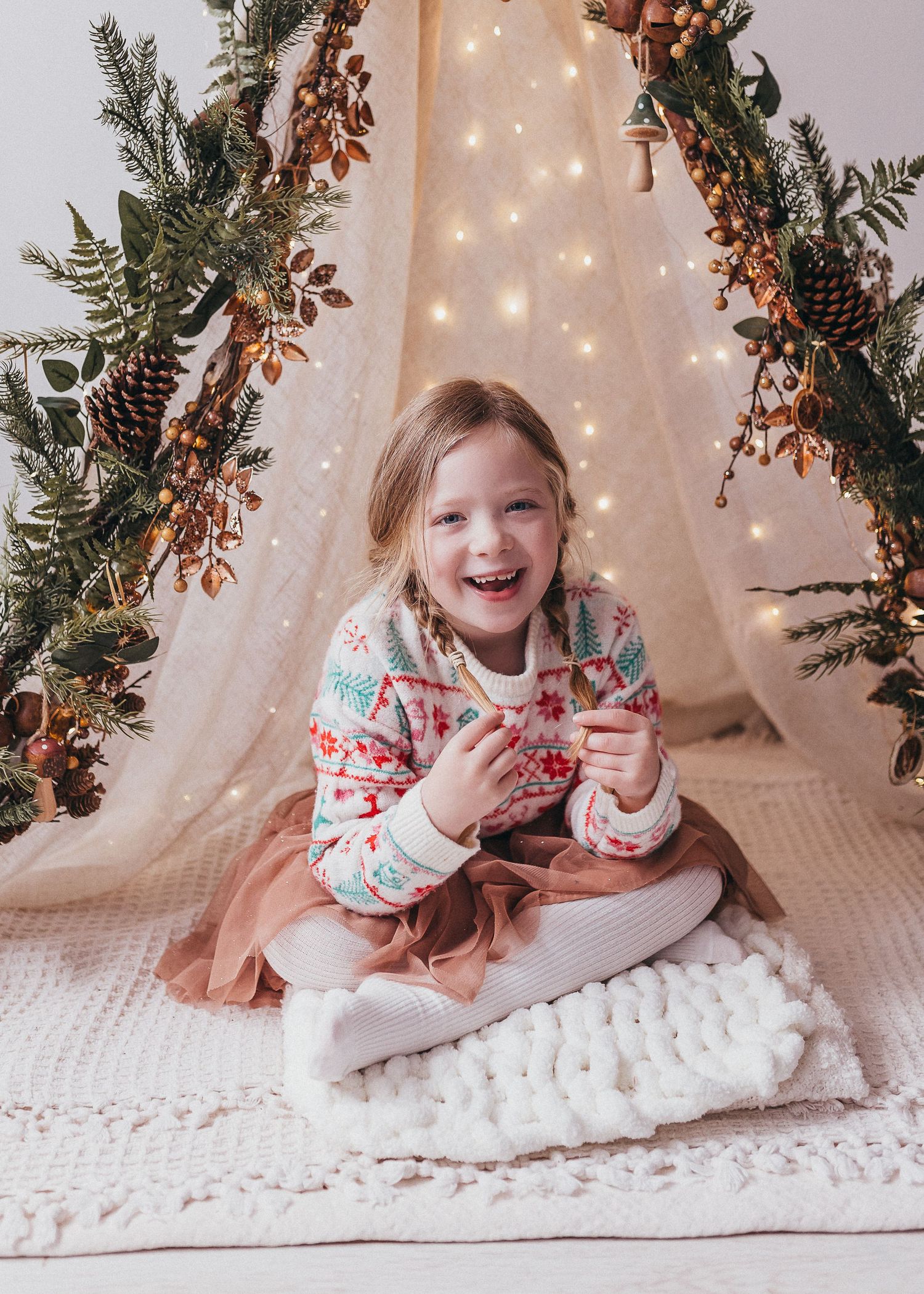 Scandinavian Christmas photo of little girl