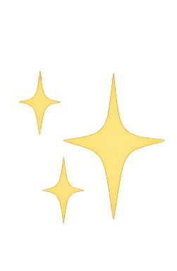 Glowing star and sparkle icons in yellow color showing different shine effects and sizes against a white background.