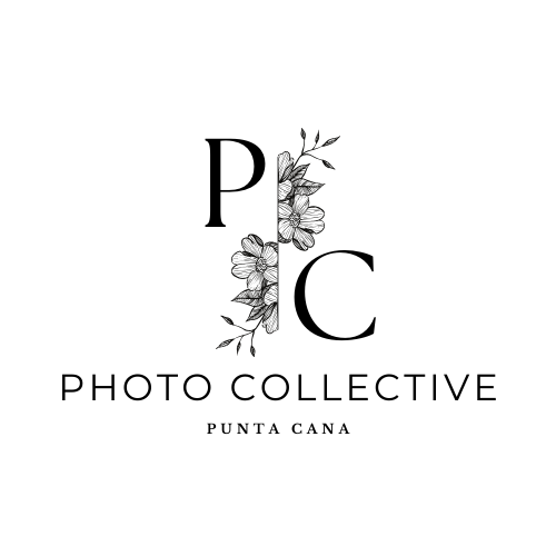 Elegant black and white floral logo design for Photo Collective Punta Cana.