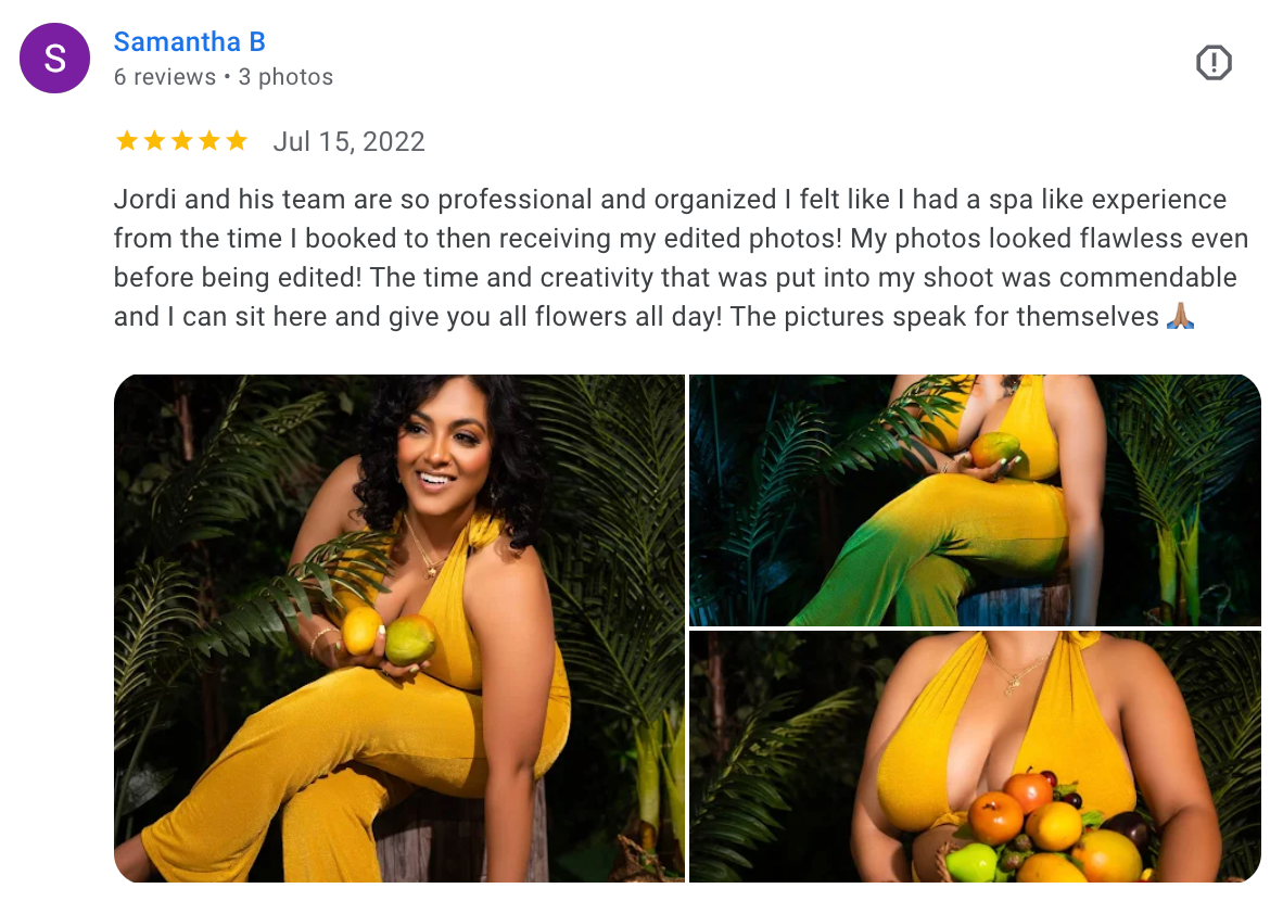 A series of artistic yellow-themed fashion photographs featuring citrus fruits and tropical settings.