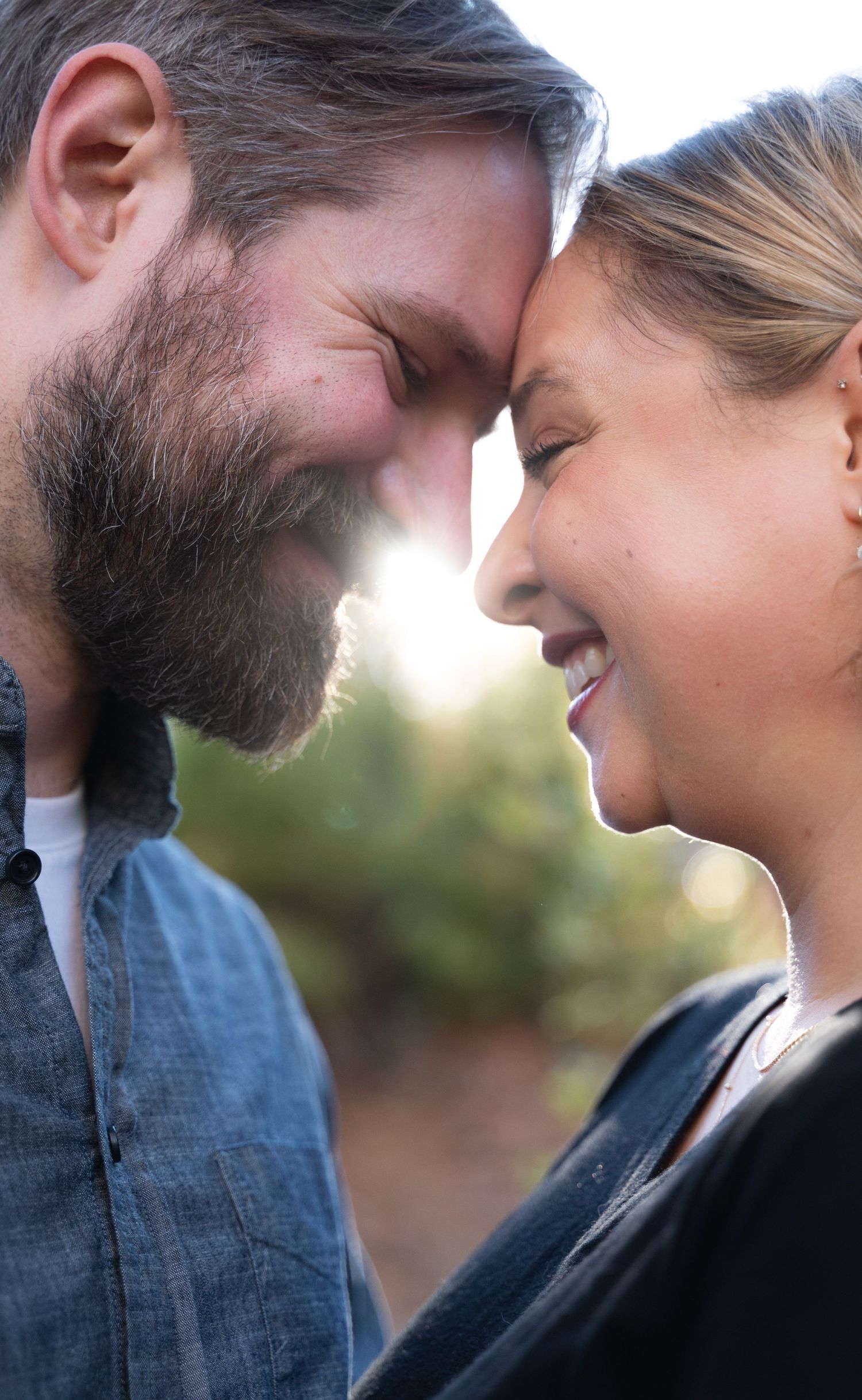 A couple portrait in the woods and forest of Bass Lake, California