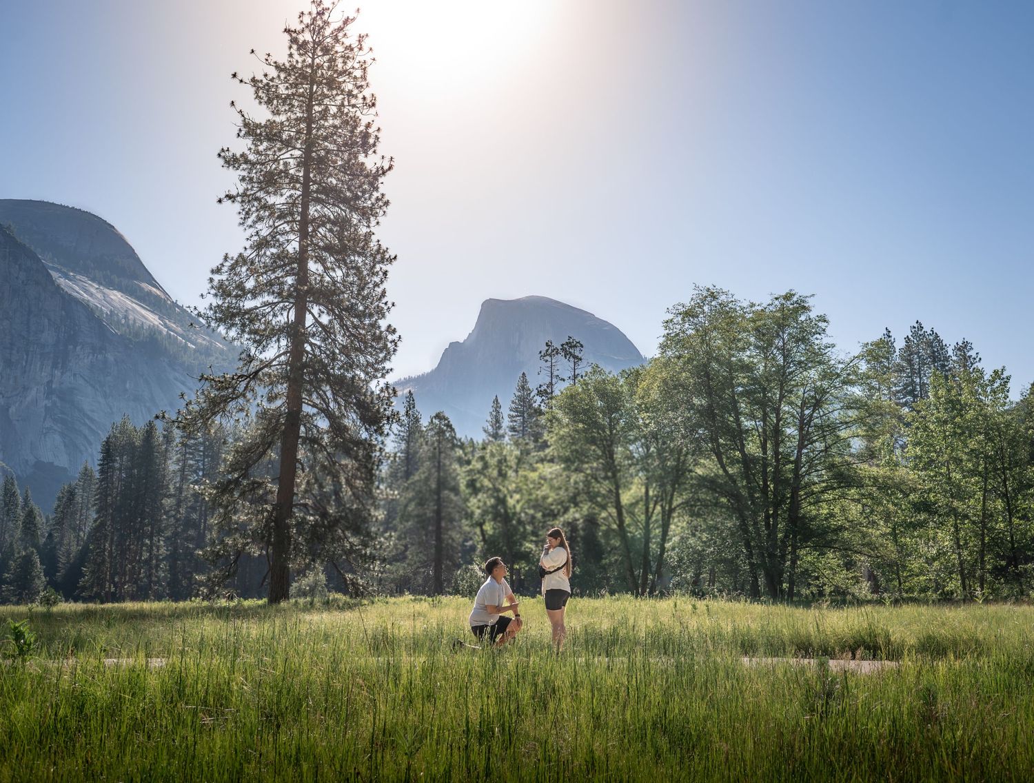 A surprise proposal at Cook's Meadow, Yosemite, California